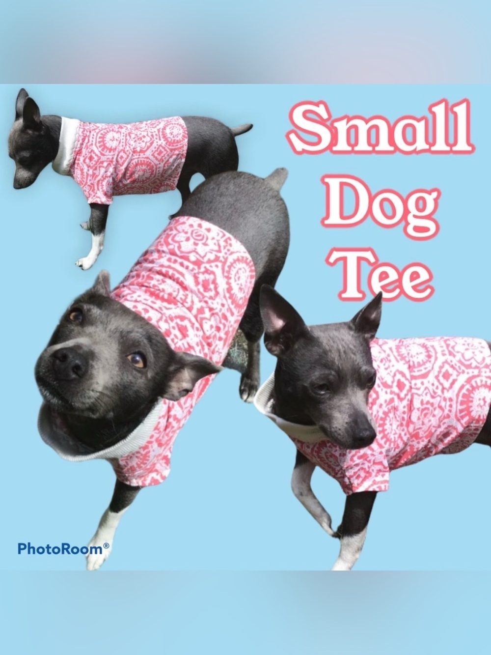 HAND CRAFTED CORAL PRINT SMALL, MINI, TEACUP, DOG TEE *NEW *XS DOG, PUPPY TOP
